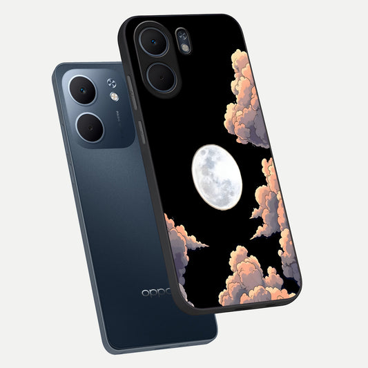 Shade Cloud Moon phone case For Oppo A5x 5G showing premium glass back cover with detailed artwork