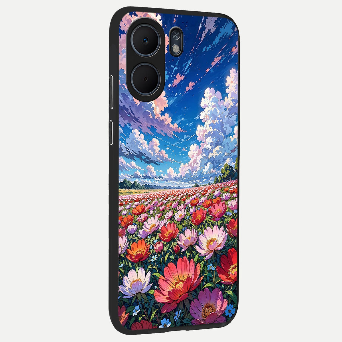 Blossom Sky Field back cover For Oppo A5x 5G slim fit glass case with vibrant aesthetic design
