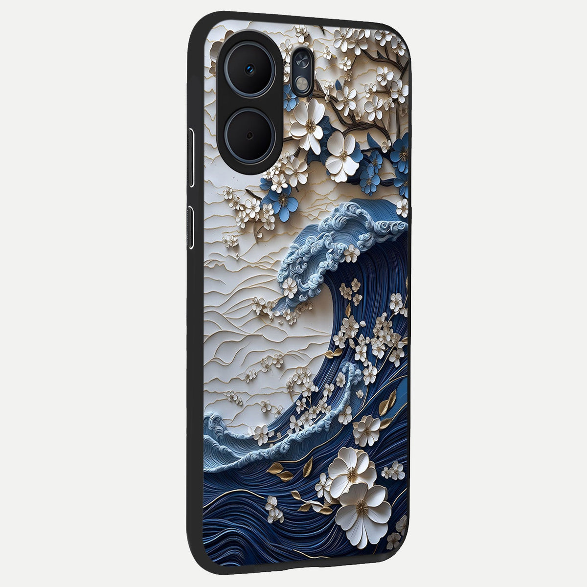 Blossom Wave Art back cover For Oppo A5x 5G slim fit glass case with vibrant aesthetic design