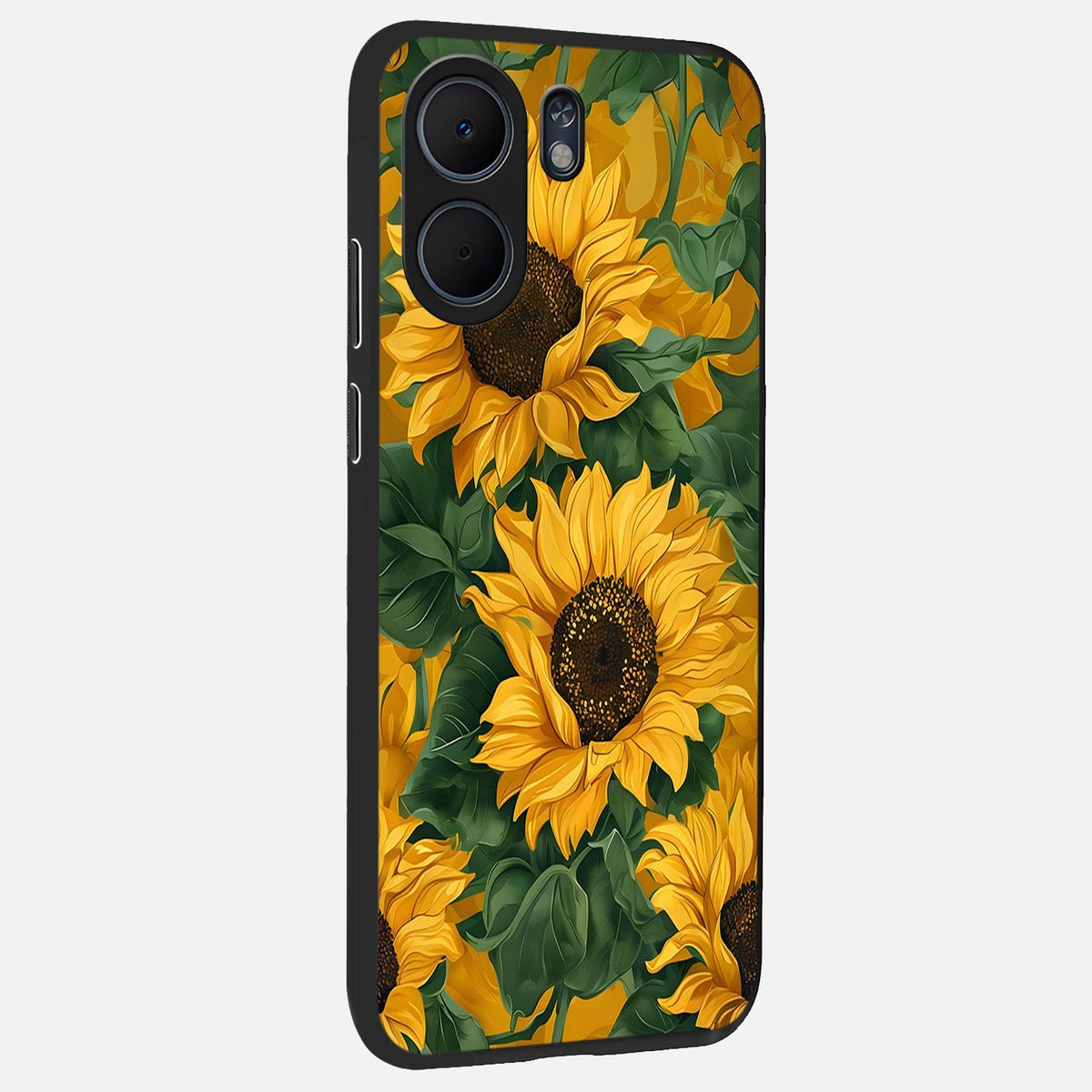 Bright Sunflower Bloom back cover For Oppo A5x 5G slim fit glass case with vibrant aesthetic design