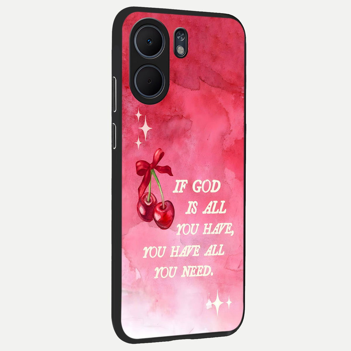 Cherry Quote back cover For Oppo A5x 5G slim fit glass case with vibrant aesthetic design