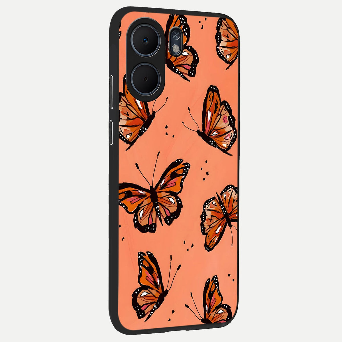 Coral Wing Butterfly back cover For Oppo A5x 5G slim fit glass case with vibrant aesthetic design