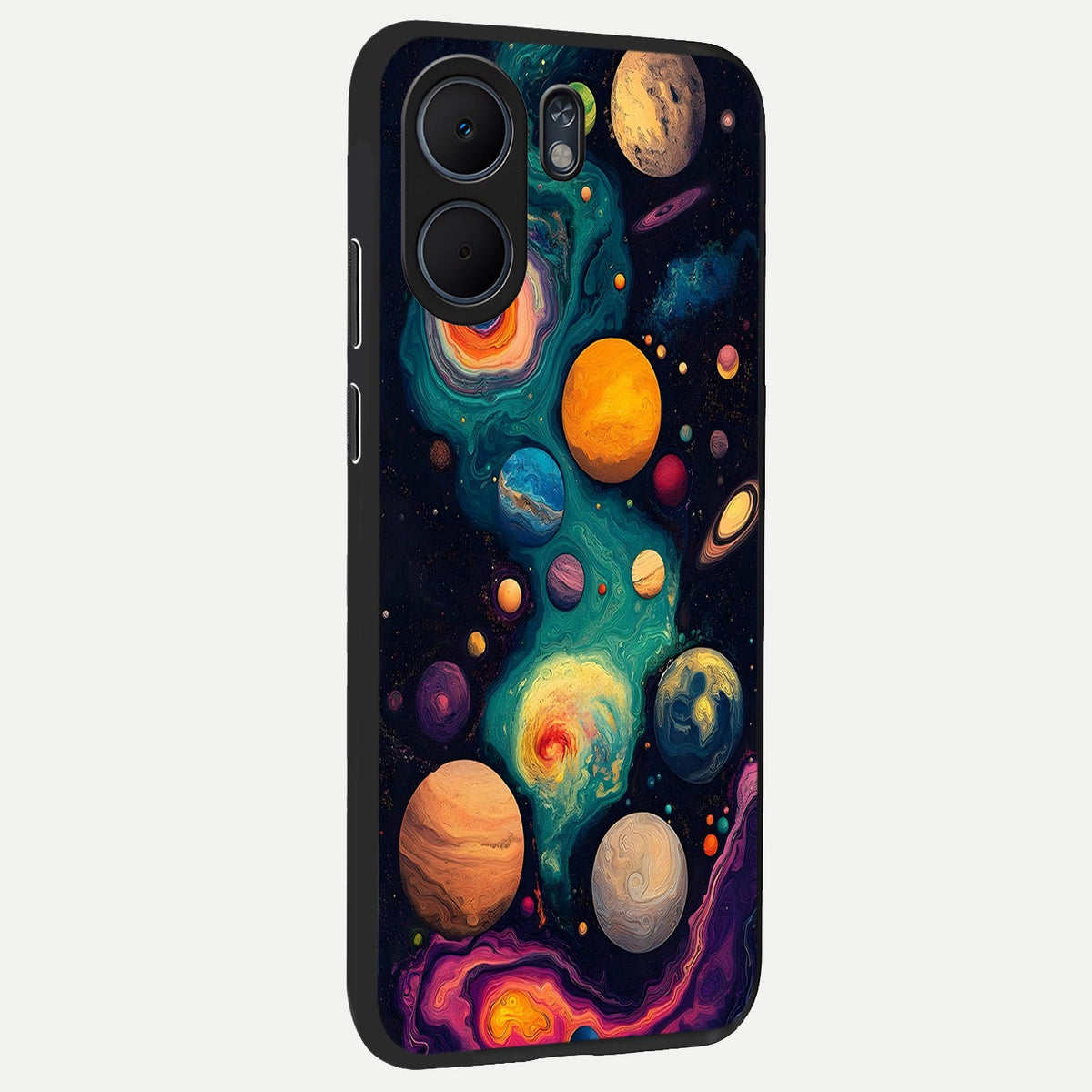 Cosmic Planet Journey back cover For Oppo A5x 5G slim fit glass case with vibrant aesthetic design