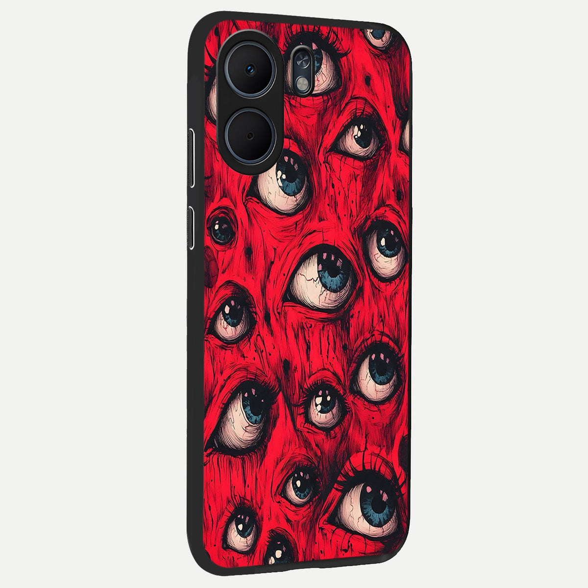 Crimson Watch Eyes back cover For Oppo A5x 5G slim fit glass case with vibrant aesthetic design