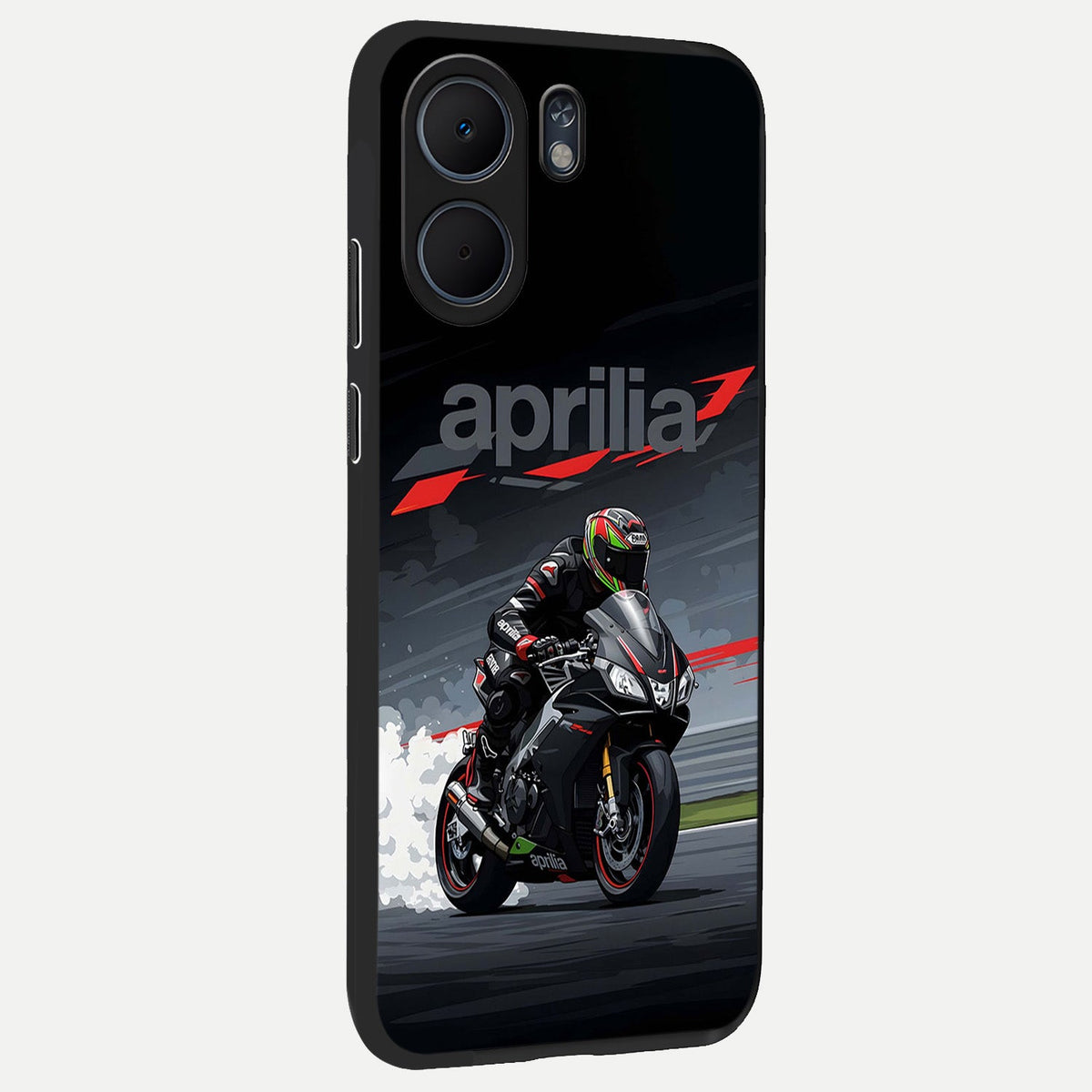 Dark Aprilla back cover For Oppo A5x 5G slim fit glass case with vibrant aesthetic design