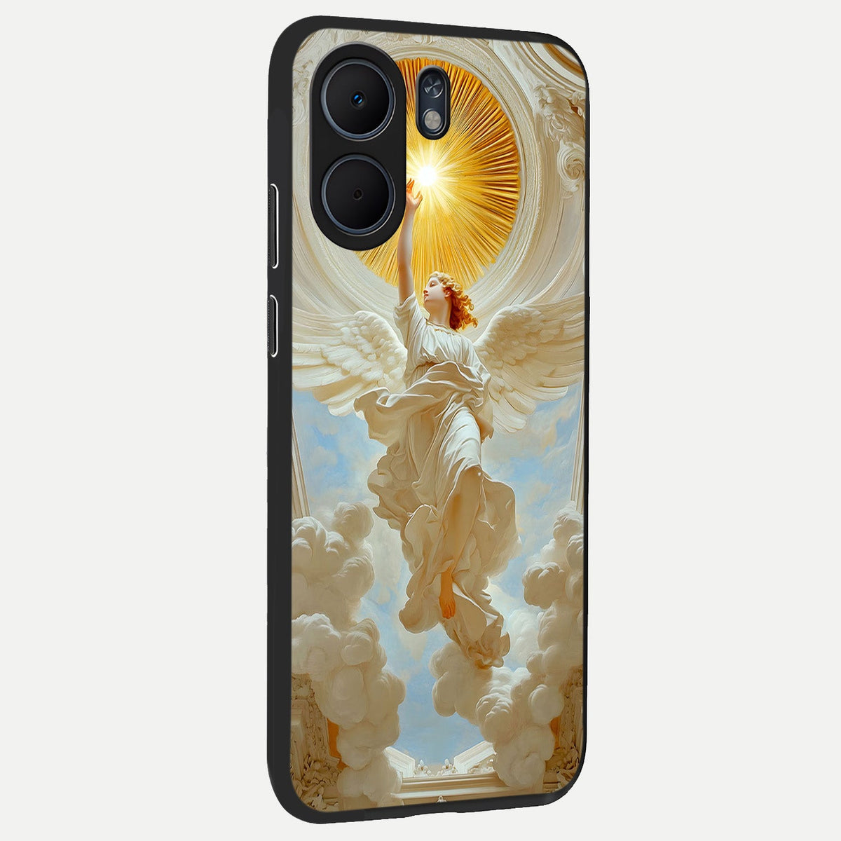 Divine Light Angel back cover For Oppo A5x 5G slim fit glass case with vibrant aesthetic design