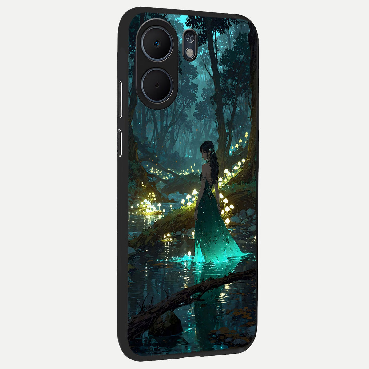 Enchanted Forest Glow back cover For Oppo A5x 5G slim fit glass case with vibrant aesthetic design