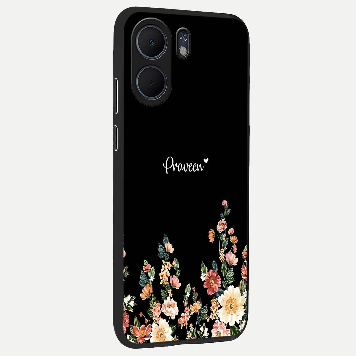 Floral Design Personalized Custom Name back cover For Oppo A5x 5G slim fit glass case with vibrant aesthetic design