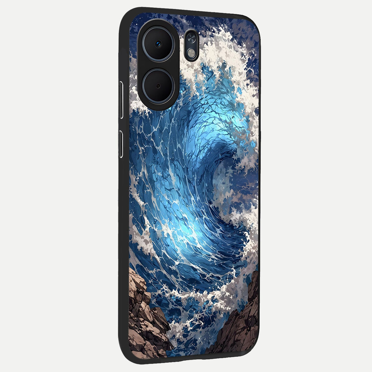 Giant Ocean Wave back cover For Oppo A5x 5G slim fit glass case with vibrant aesthetic design