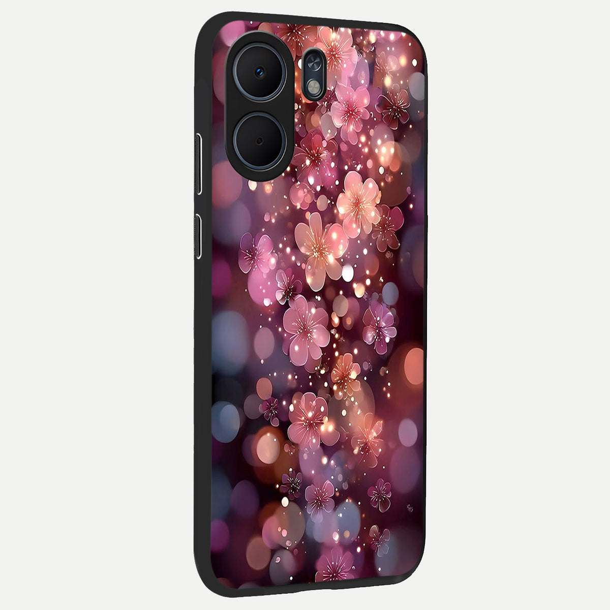 Glowing Petal Bliss back cover For Oppo A5x 5G slim fit glass case with vibrant aesthetic design