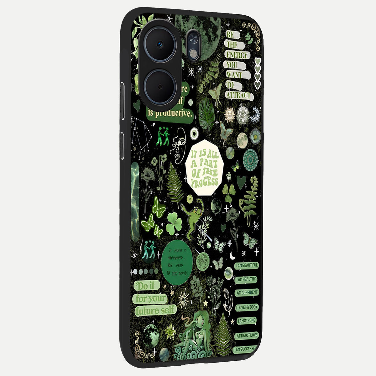 Green Mandala Pattern back cover For Oppo A5x 5G slim fit glass case with vibrant aesthetic design
