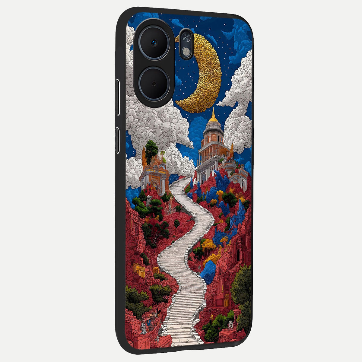 Heavenly Moon Path back cover For Oppo A5x 5G slim fit glass case with vibrant aesthetic design