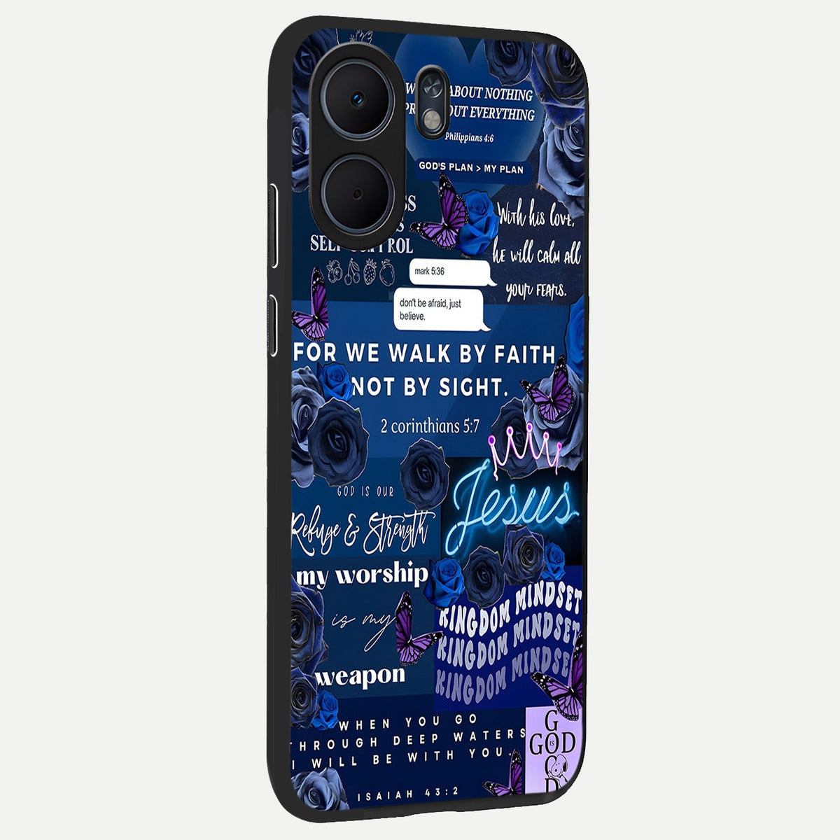 Kingdom Faith Glow back cover For Oppo A5x 5G slim fit glass case with vibrant aesthetic design
