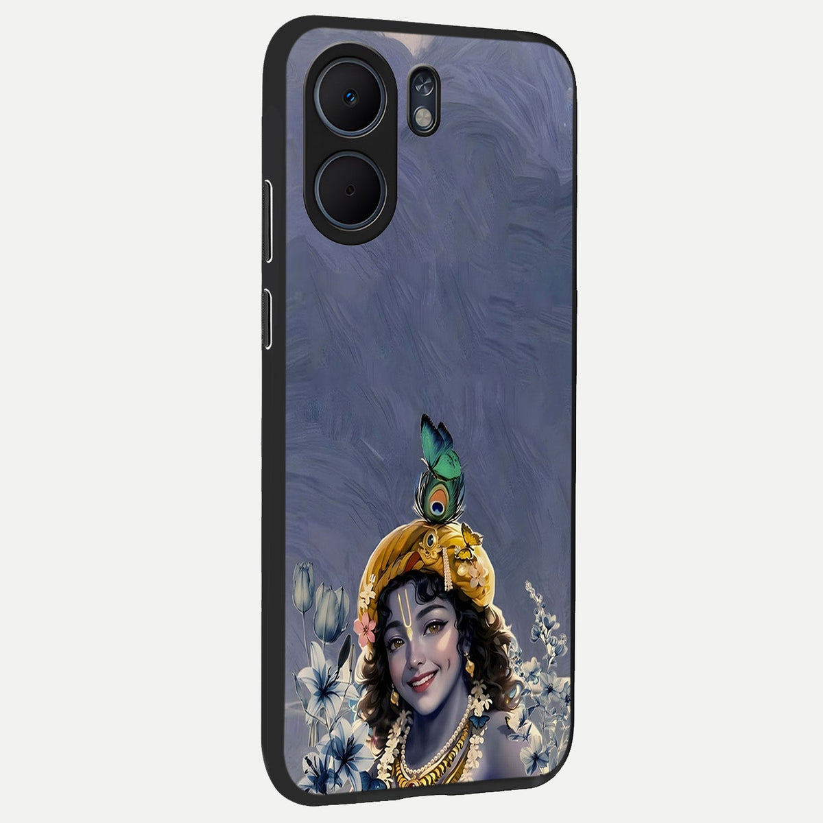 Lord Krishna back cover For Oppo A5x 5G slim fit glass case with vibrant aesthetic design