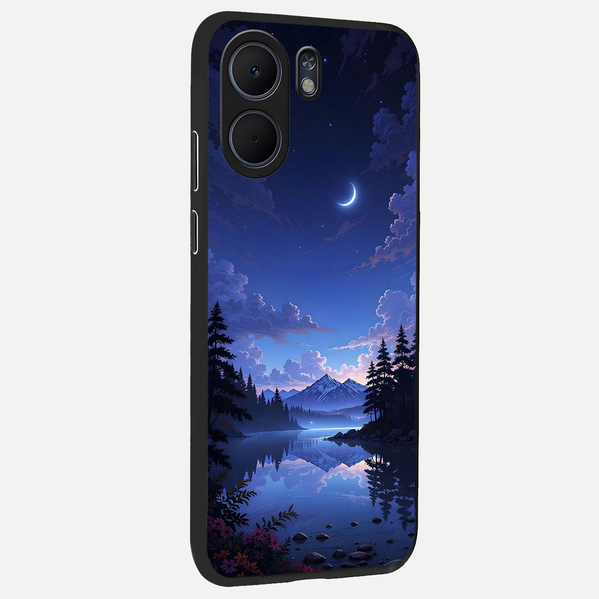Midnight Lake Peace back cover For Oppo A5x 5G slim fit glass case with vibrant aesthetic design