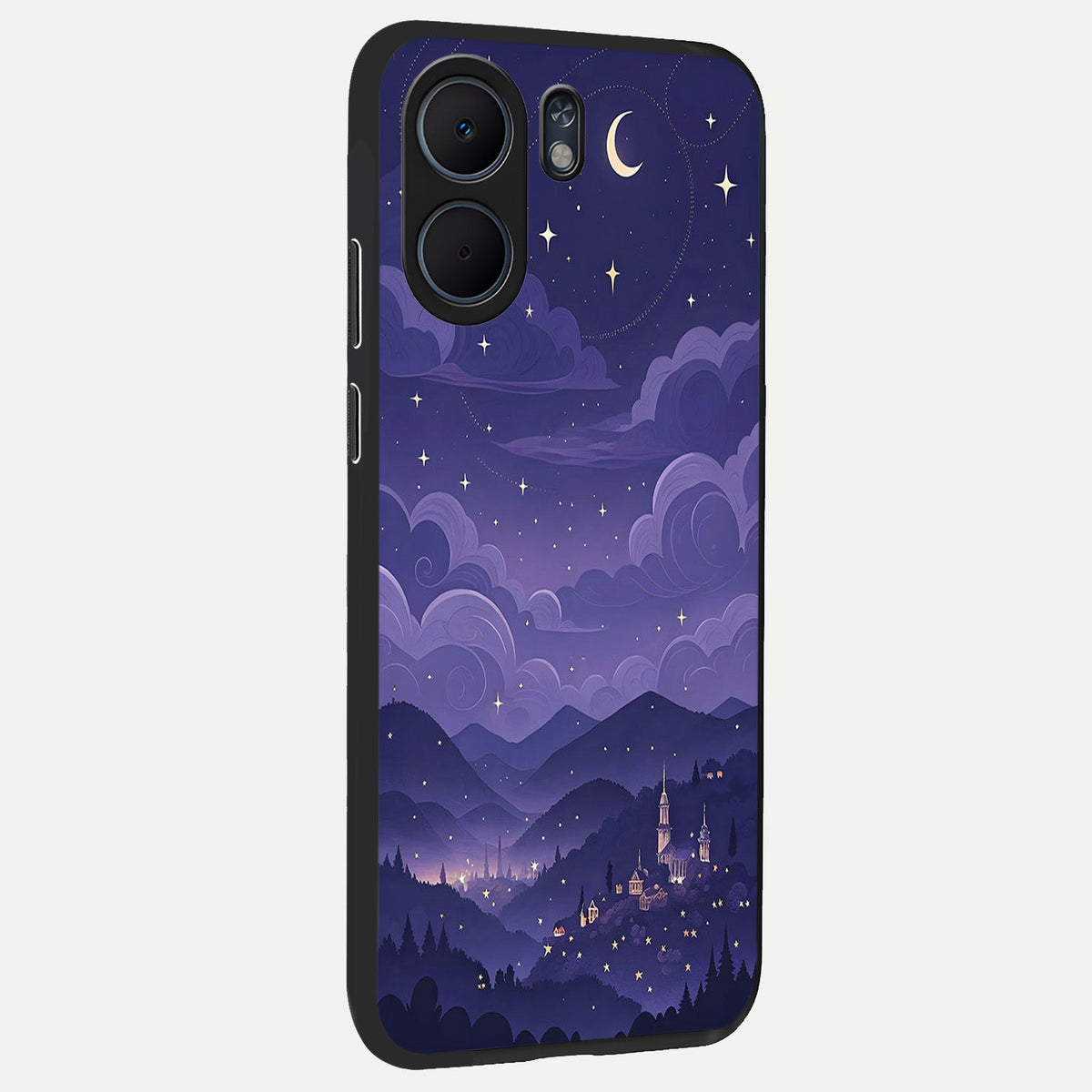 Minimal Night View back cover For Oppo A5x 5G slim fit glass case with vibrant aesthetic design