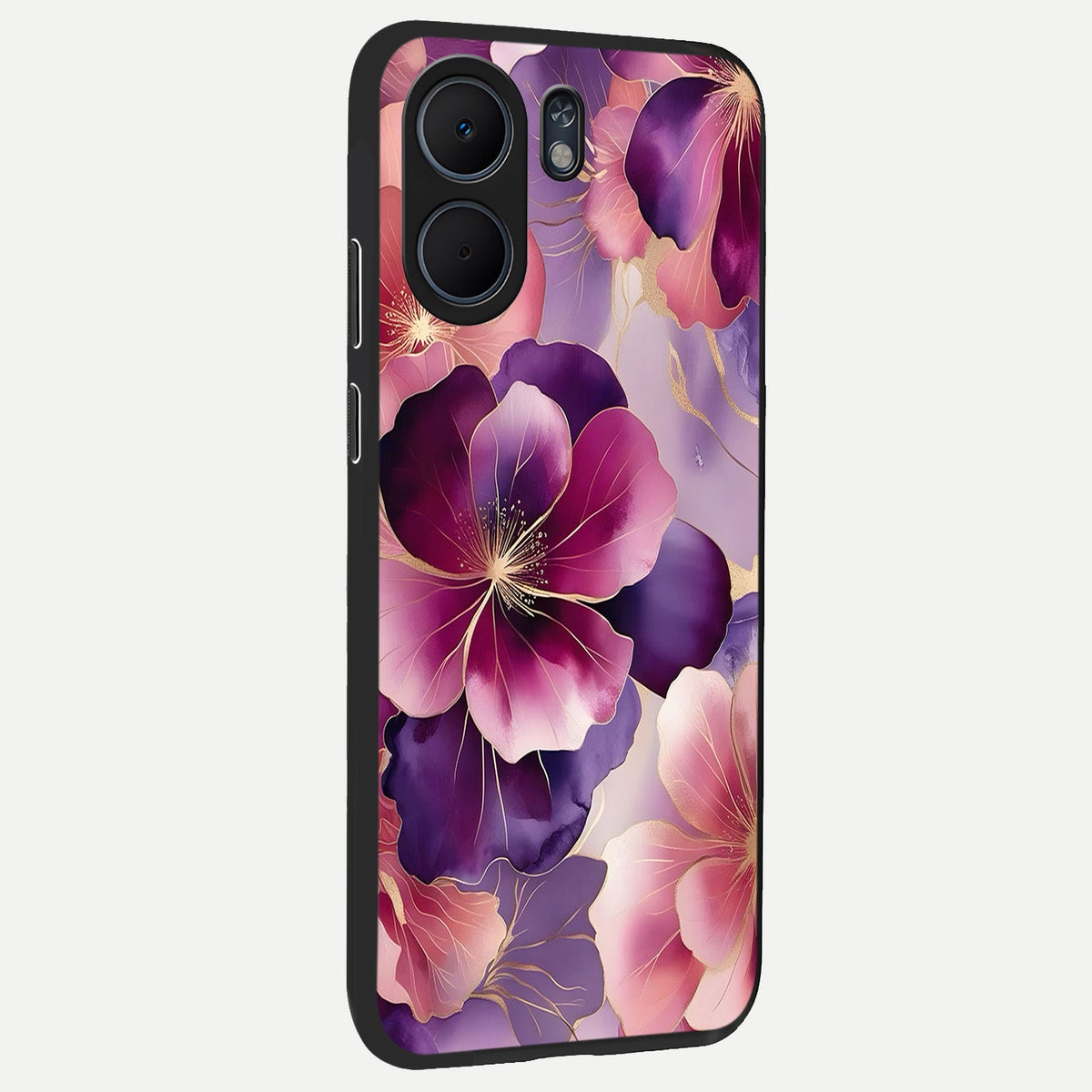 Pink Bouquet Florals back cover For Oppo A5x 5G slim fit glass case with vibrant aesthetic design