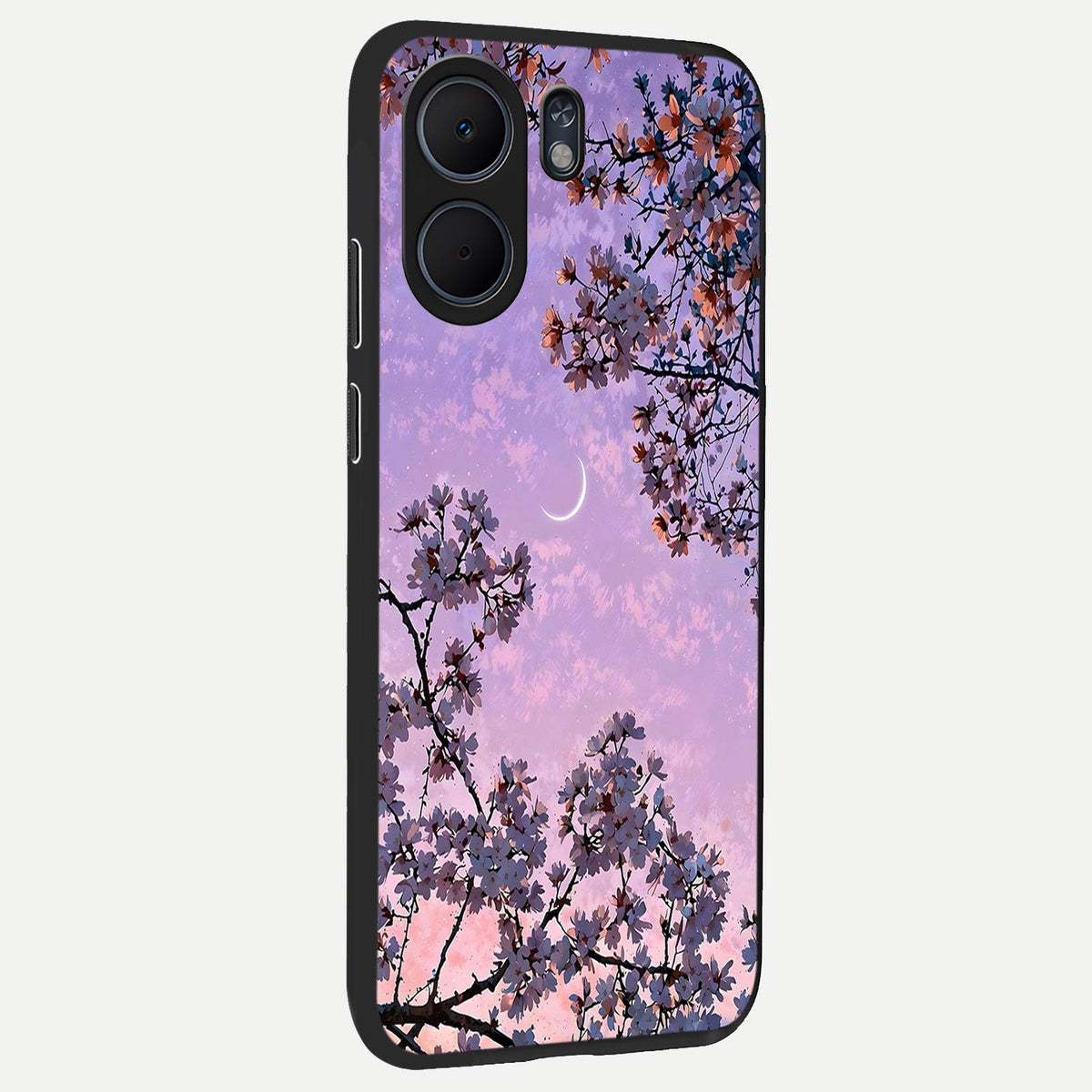 Purple Serenity Moon back cover For Oppo A5x 5G slim fit glass case with vibrant aesthetic design