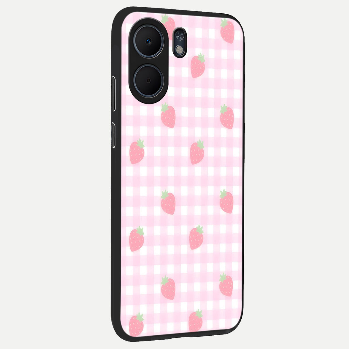 Strawberry Picnic Love back cover For Oppo A5x 5G slim fit glass case with vibrant aesthetic design