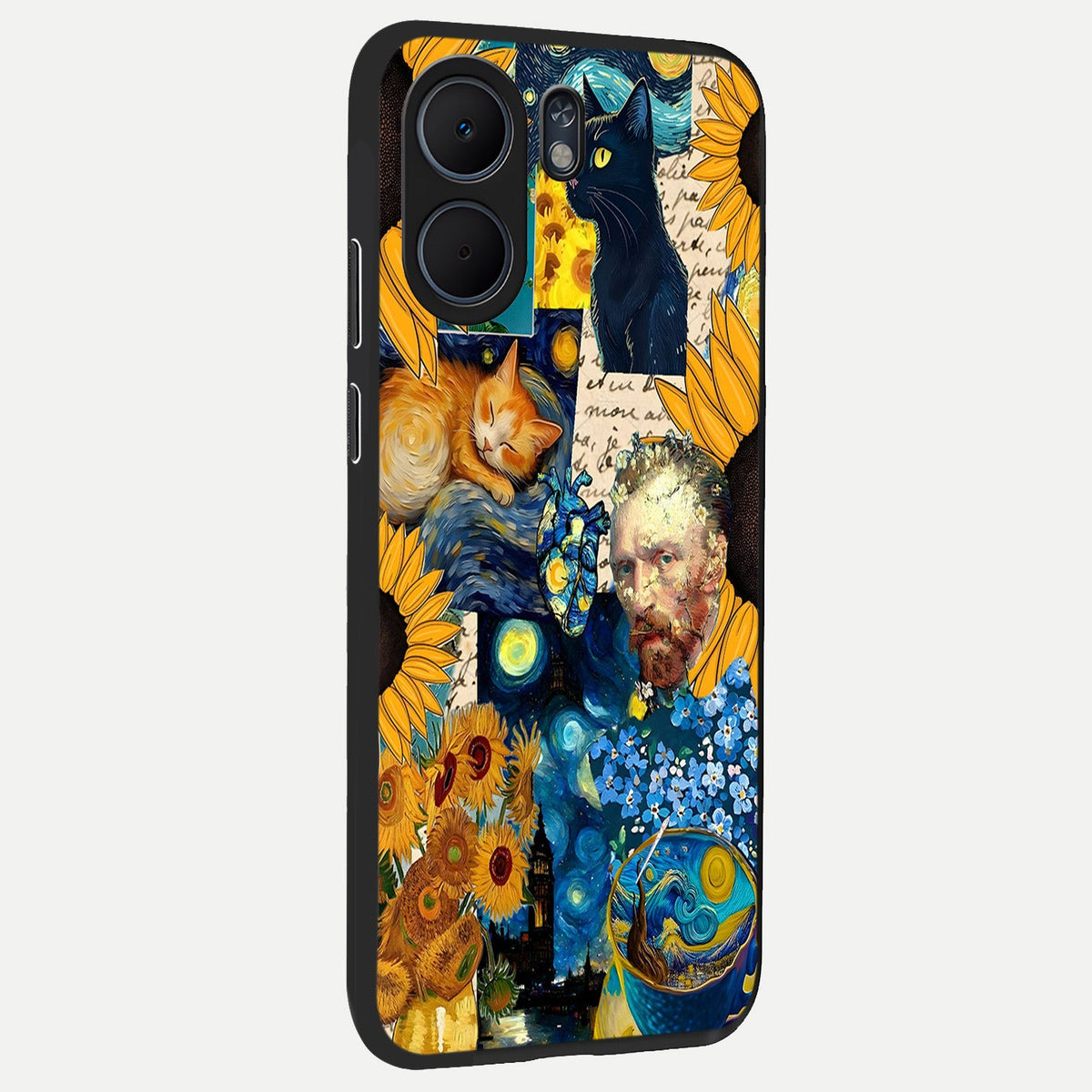 Sunflower Chic Mood Custom Name back cover For Oppo A5x 5G slim fit glass case with vibrant aesthetic design