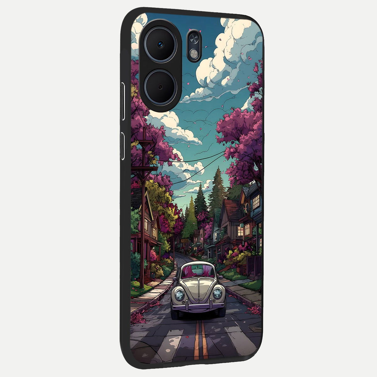 Vintage Street Drive back cover For Oppo A5x 5G slim fit glass case with vibrant aesthetic design