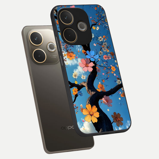 Blossom Dream Sky phone case For Oppo A5 Pro showing premium glass back cover with detailed artwork