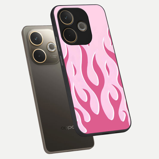 Blush Flame Energy phone case For Oppo A5 Pro showing premium glass back cover with detailed artwork