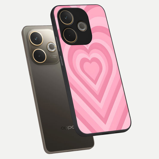 Blush Heart Waves phone case For Oppo A5 Pro showing premium glass back cover with detailed artwork