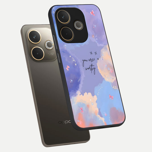 Celestial Cloud Magic phone case For Oppo A5 Pro showing premium glass back cover with detailed artwork