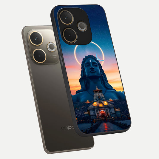 Eternal Shiva Aura phone case For Oppo A5 Pro showing premium glass back cover with detailed artwork