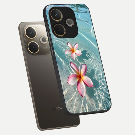 Floating Bloom Bliss phone case For Oppo A5 Pro showing premium glass back cover with detailed artwork