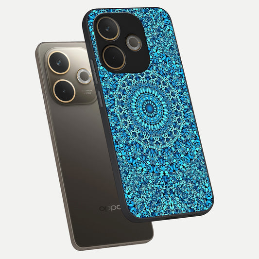 Ocean Bloom Mandala phone case For Oppo A5 Pro showing premium glass back cover with detailed artwork