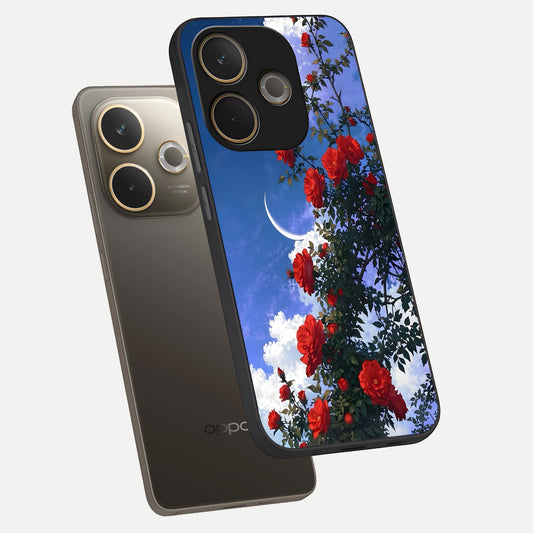 Rose Drift Flowers phone case For Oppo A5 Pro showing premium glass back cover with detailed artwork
