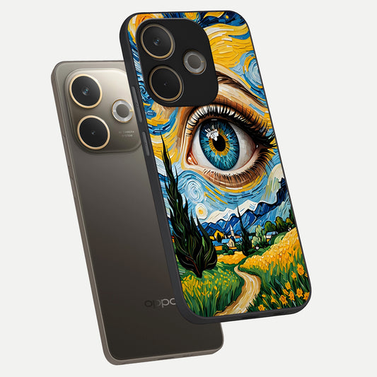 Van Gogh Eye phone case For Oppo A5 Pro showing premium glass back cover with detailed artwork