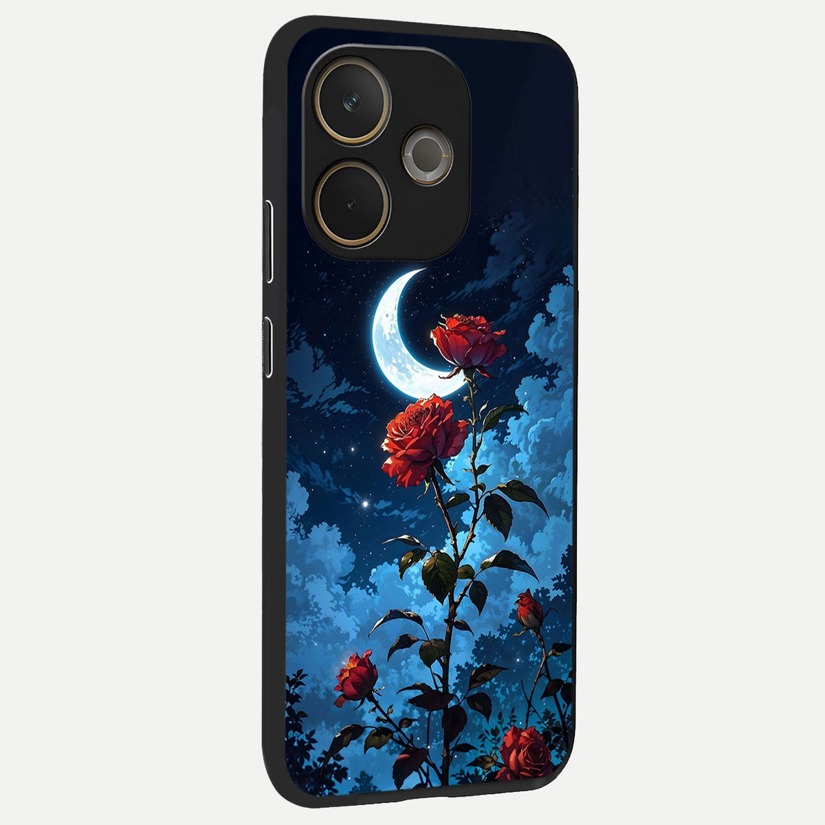 Crimson Rose Moon back cover For Oppo A5 Pro slim fit glass case with vibrant aesthetic design