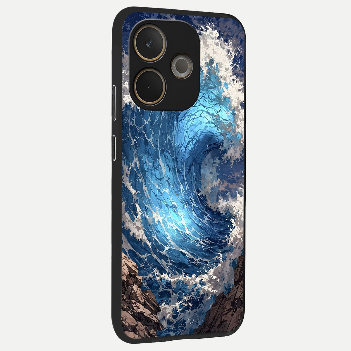 Giant Ocean Wave back cover For Oppo A5 Pro slim fit glass case with vibrant aesthetic design