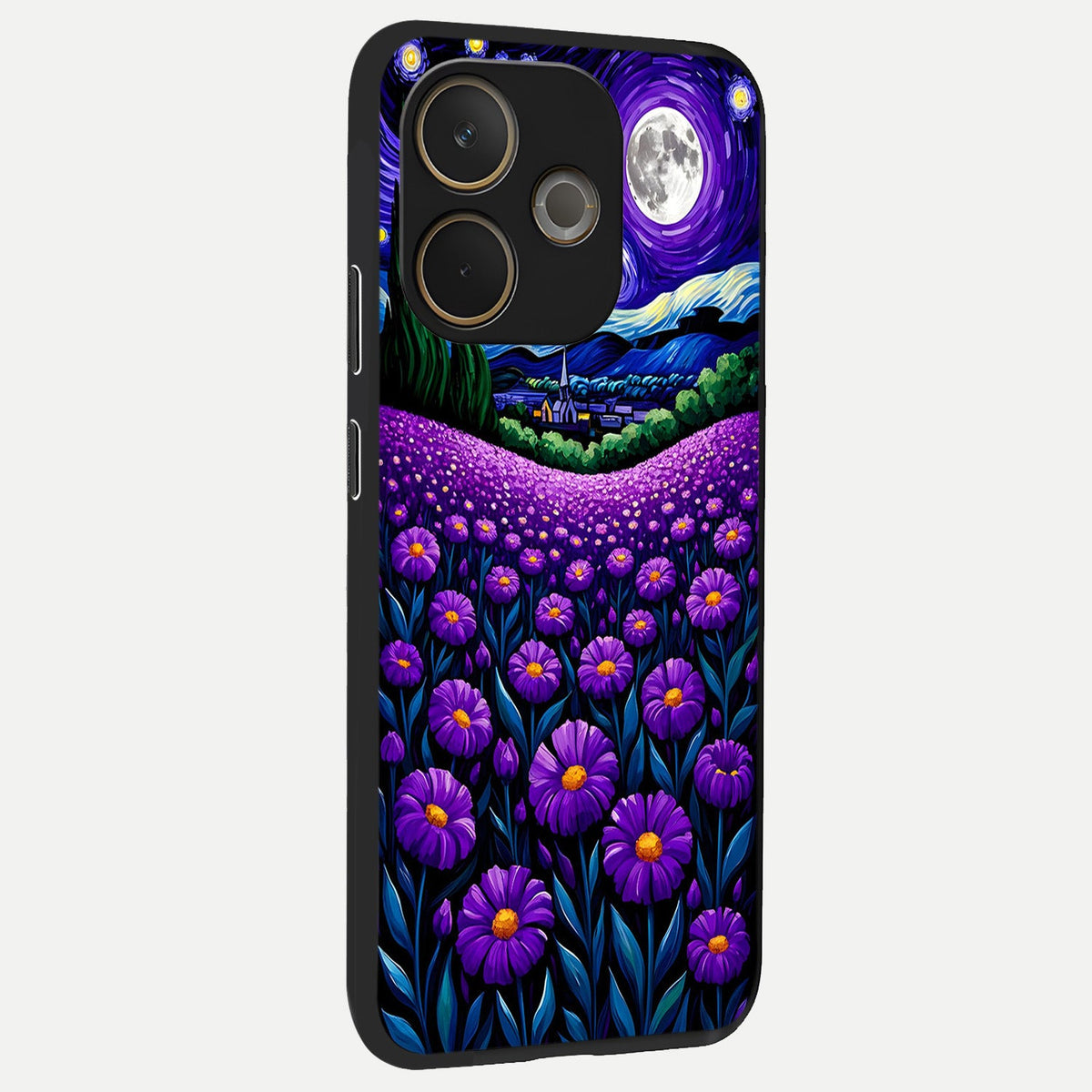 Lavender Moon Field back cover For Oppo A5 Pro slim fit glass case with vibrant aesthetic design
