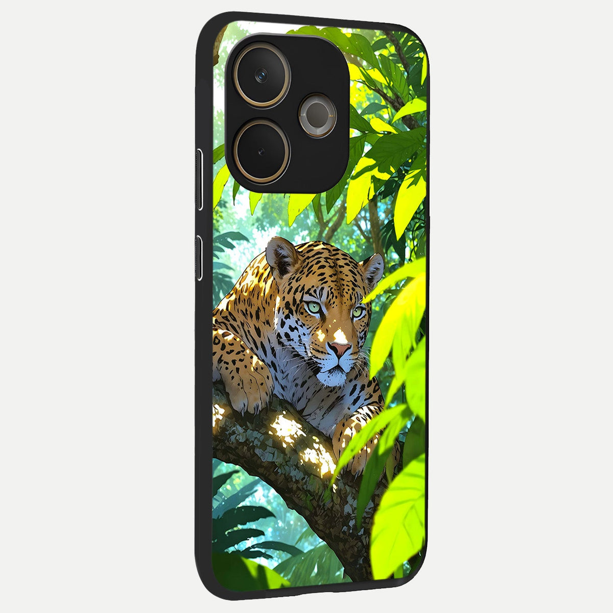 Leopard in Jungle back cover For Oppo A5 Pro slim fit glass case with vibrant aesthetic design