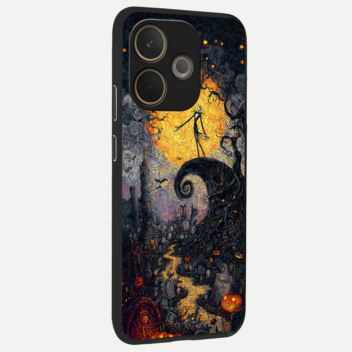Pumpkin Moon Night back cover For Oppo A5 Pro slim fit glass case with vibrant aesthetic design