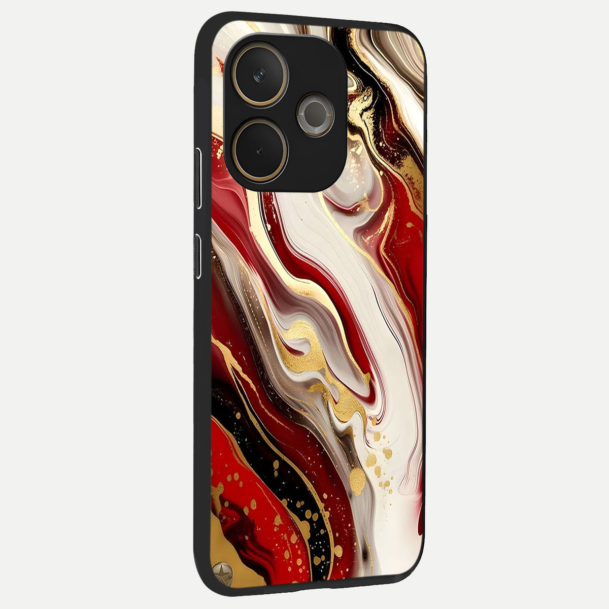 Red And White Marble back cover For Oppo A5 Pro slim fit glass case with vibrant aesthetic design