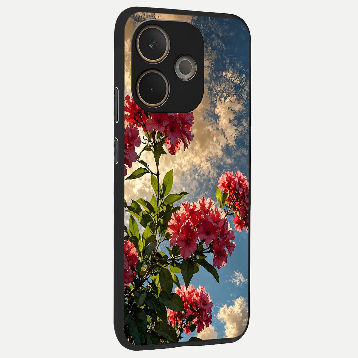 Red Bloom Skies back cover For Oppo A5 Pro slim fit glass case with vibrant aesthetic design