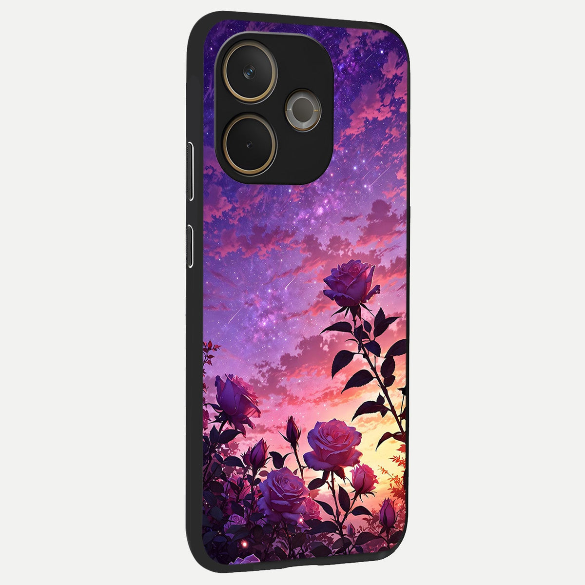 Starlit Rose Twilight back cover For Oppo A5 Pro slim fit glass case with vibrant aesthetic design