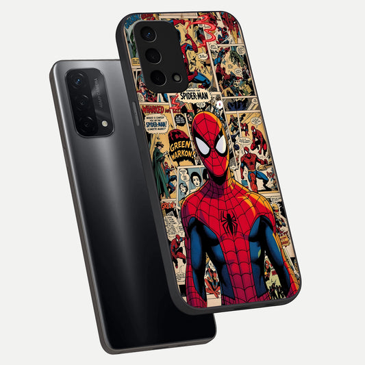 Aesthetic Spider phone case For Oppo A74 5G showing premium glass back cover with detailed artwork