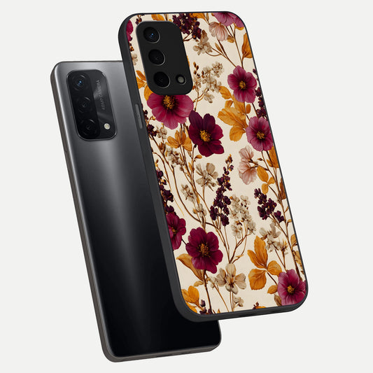 Autumn Wine Bloom phone case For Oppo A74 5G showing premium glass back cover with detailed artwork