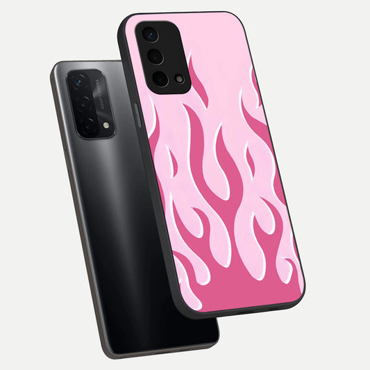 Blush Flame Energy phone case For Oppo A74 5G showing premium glass back cover with detailed artwork