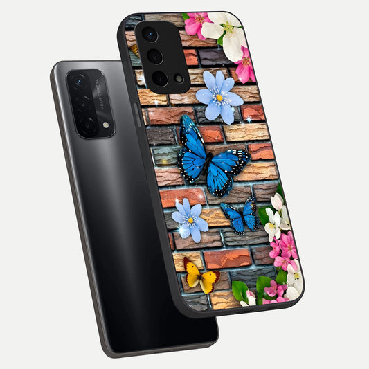 Brick Bloom Flight phone case For Oppo A74 5G showing premium glass back cover with detailed artwork