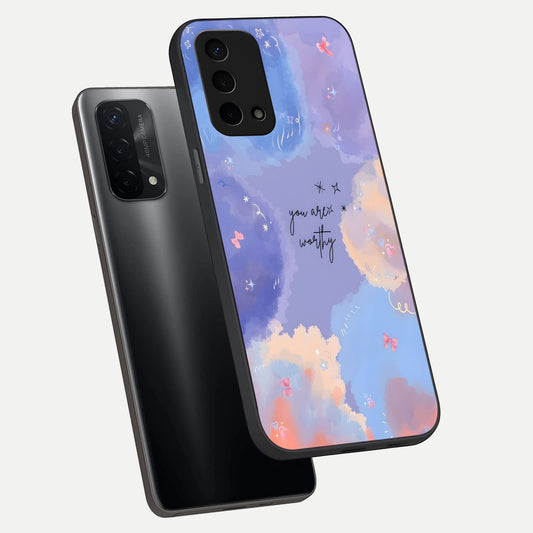 Celestial Cloud Magic phone case For Oppo A74 5G showing premium glass back cover with detailed artwork