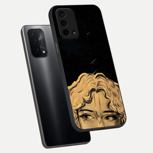 Celestial Gods Plan phone case For Oppo A74 5G showing premium glass back cover with detailed artwork