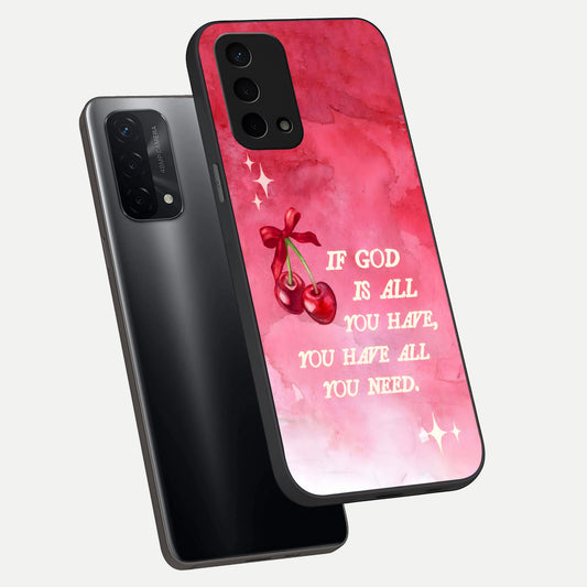 Cherry Quote phone case For Oppo A74 5G showing premium glass back cover with detailed artwork