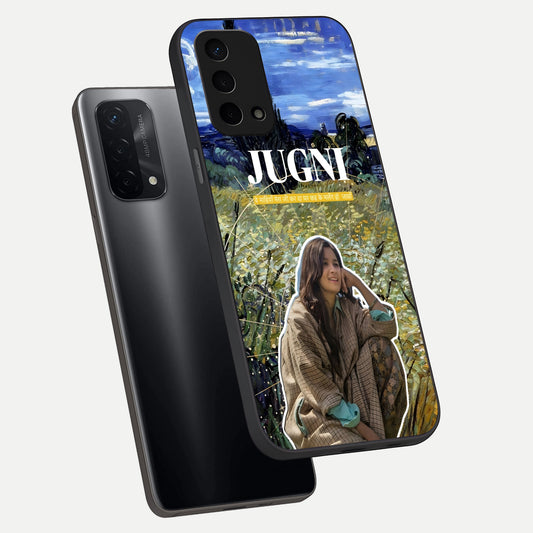 Jugni Soul Vibes phone case For Oppo A74 5G showing premium glass back cover with detailed artwork